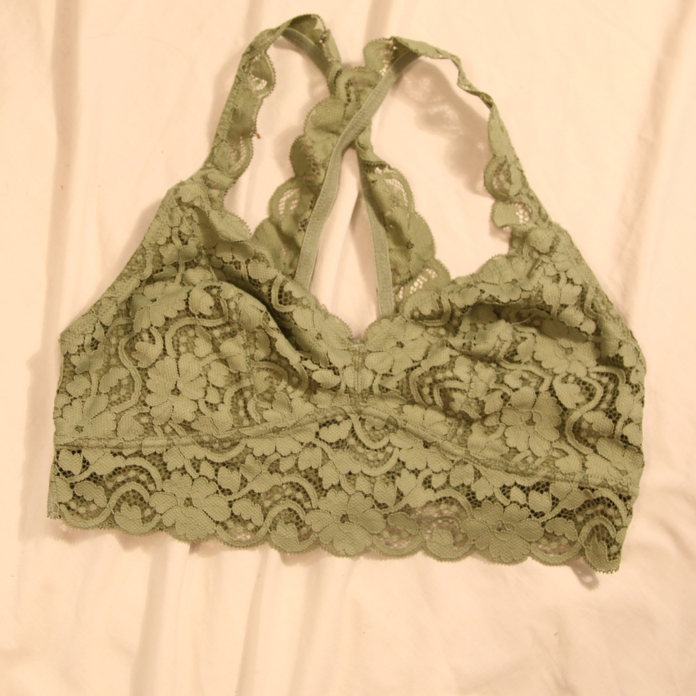 Army green bralette with criss cross back